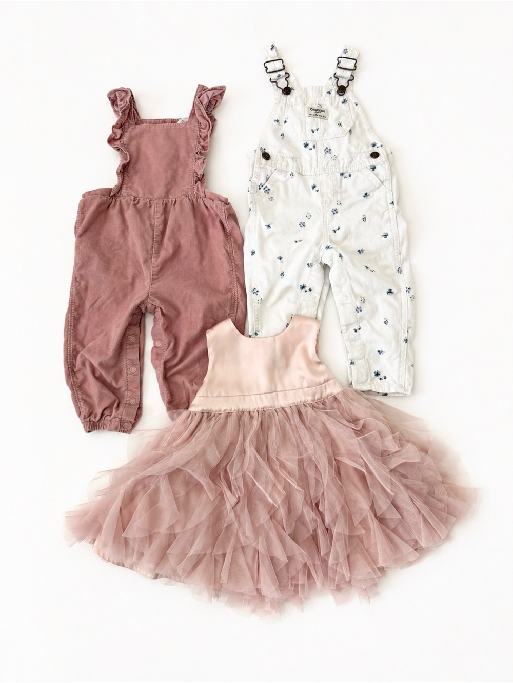 GAP OshKosh Bundle 18M Toddler Girl Tulle Dress overalls Set Floral Tulle